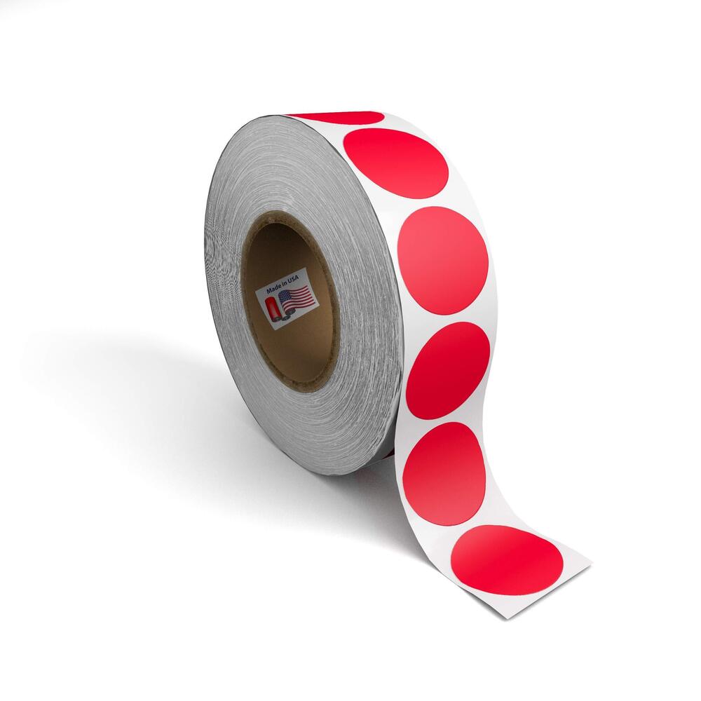 3373 Color Coding Circle Dot Sticker Labels on a roll RED, 2 INCH 500